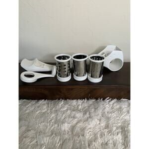 White Cheese Grater Slicer Three Cylinders Manual Excellent condition